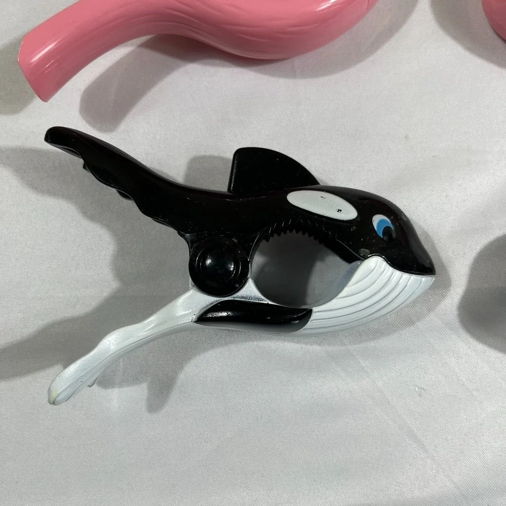 4pc Flamingo & Whale Beach Towel Clips Tropical Coastal Pool Chair Accessories